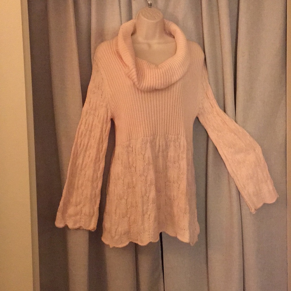 Pink cowl neck tunic sweater